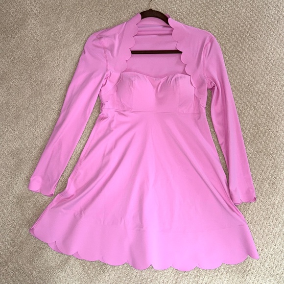 Elegant Pink Scalloped Hem Dress Medium Athletic Athleisure Tennis - Picture 2 of 8